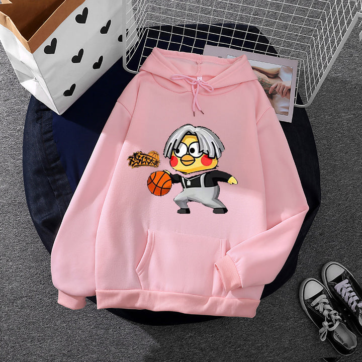 Kvinnors hoodie med kreativt basketmotiv Mirla-Eva Jonsson
