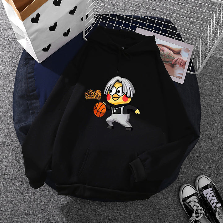 Kvinnors hoodie med kreativt basketmotiv Mirla-Eva Jonsson