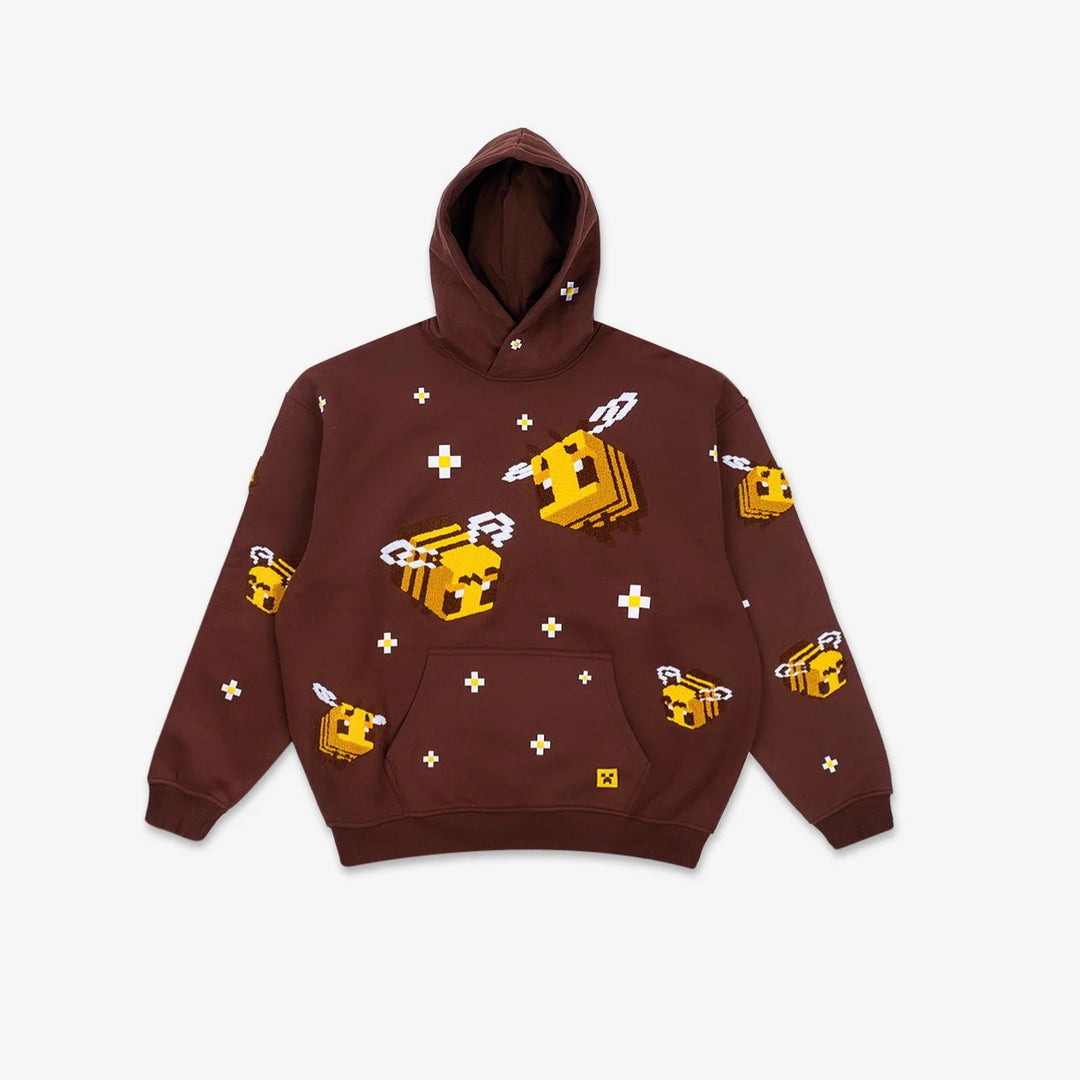 Kvinnors hoodie med kreativt bihuvud och bekväm passform Mirla-Eva Jonsson