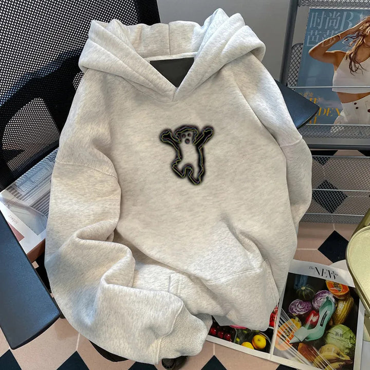 Kvinnors hoodie med kreativt björnmotiv Mirla-Eva Jonsson