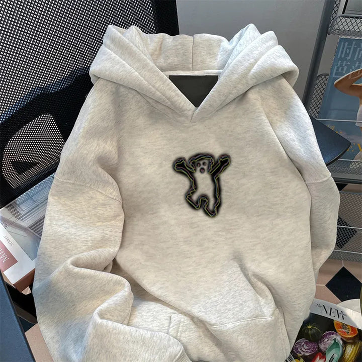 Kvinnors hoodie med kreativt björnmotiv Mirla-Eva Jonsson
