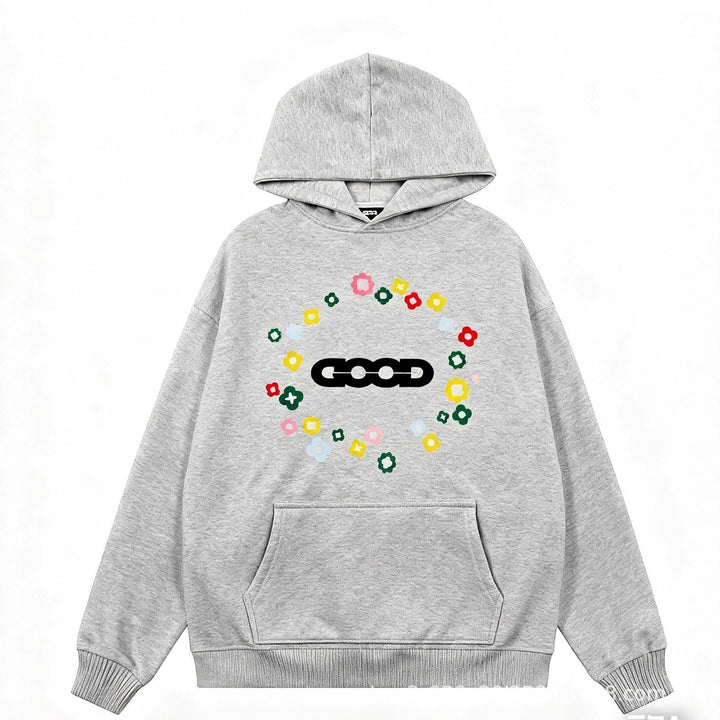 Kvinnors hoodie med kreativt blommönster Mirla-Eva Jonsson