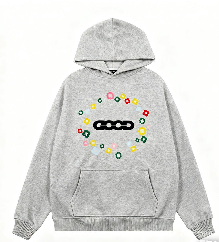 Kvinnors hoodie med kreativt blommönster Mirla-Eva Jonsson