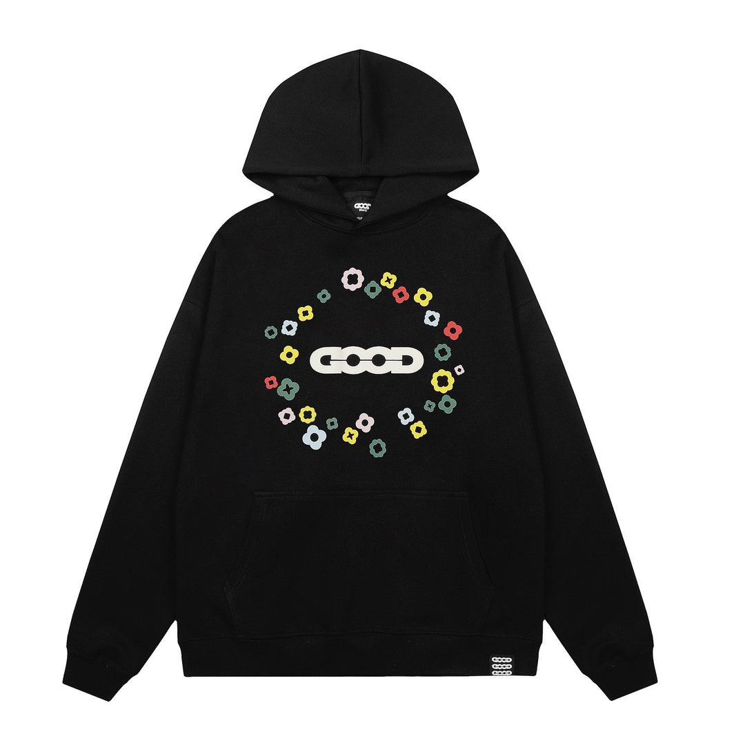 Kvinnors hoodie med kreativt blommönster Mirla-Eva Jonsson