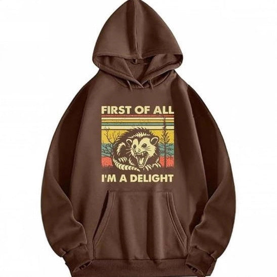 Kvinnors hoodie med kreativt djurgrafik och bekväm passform Mirla-Eva Jonsson