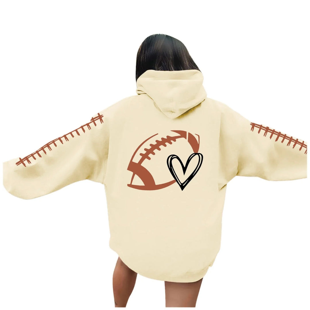 Kvinnors hoodie med kreativt fotbollsmotiv och avslappnad passform Mirla-Eva Jonsson