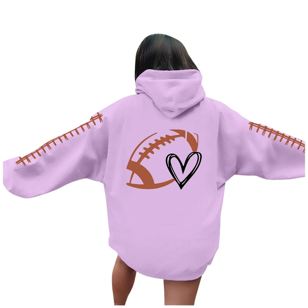 Kvinnors hoodie med kreativt fotbollsmotiv och avslappnad passform Mirla-Eva Jonsson