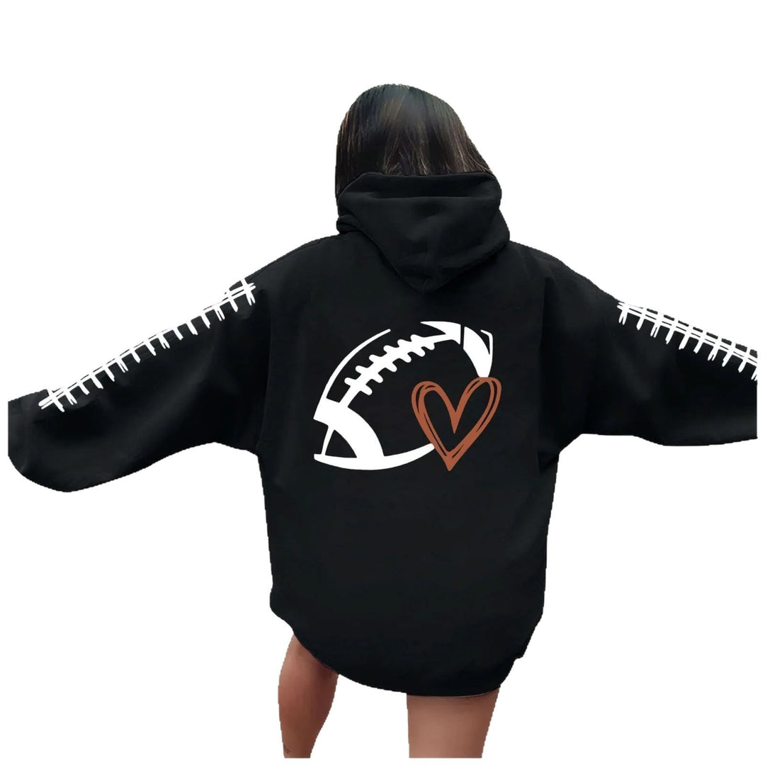 Kvinnors hoodie med kreativt fotbollsmotiv och avslappnad passform Mirla-Eva Jonsson