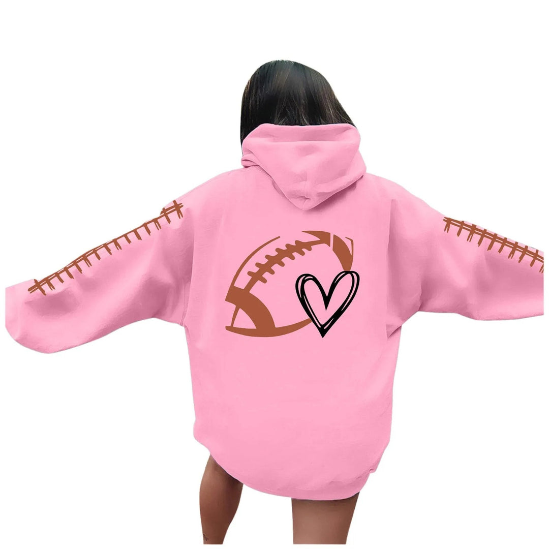 Kvinnors hoodie med kreativt fotbollsmotiv och avslappnad passform Mirla-Eva Jonsson