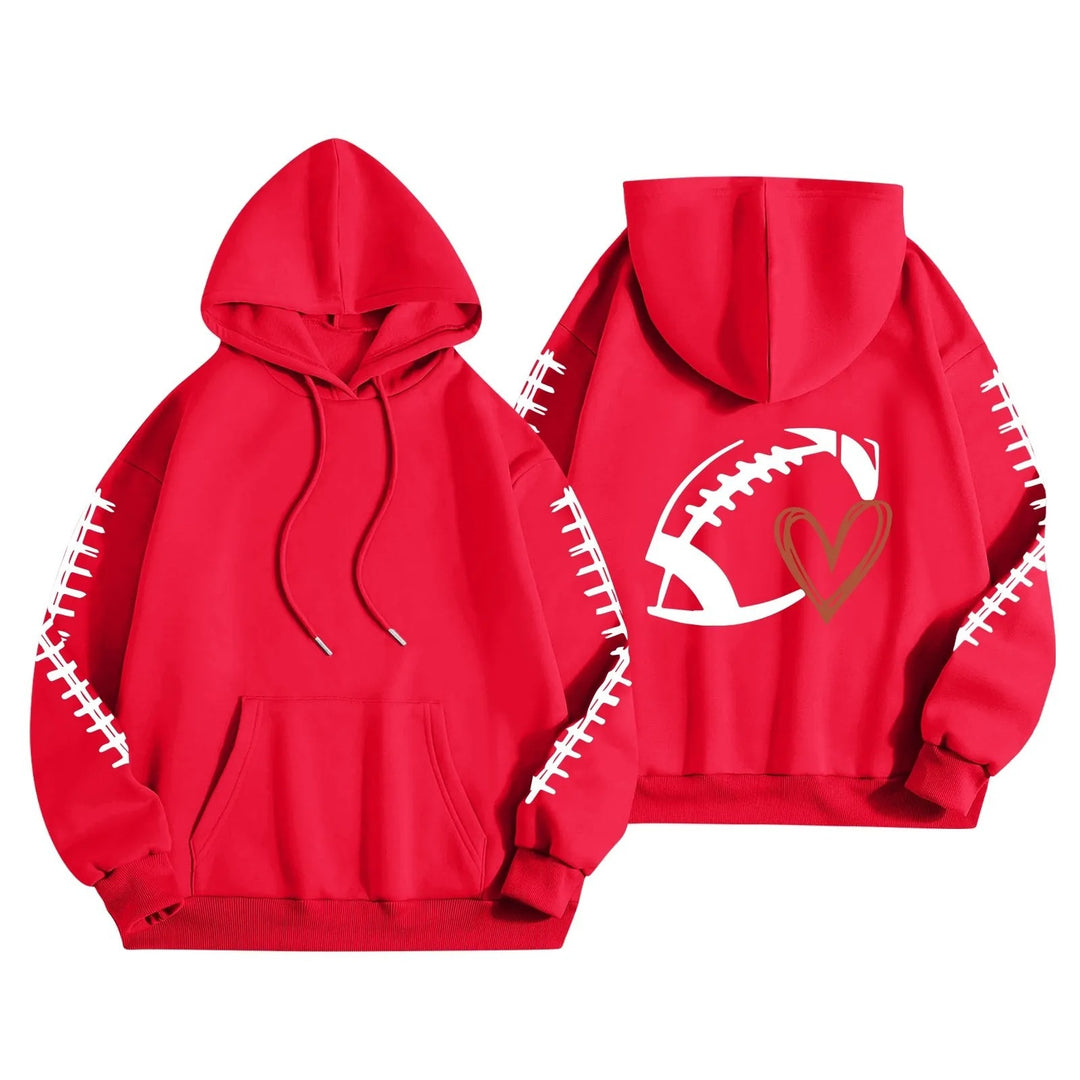 Kvinnors hoodie med kreativt fotbollsmotiv och avslappnad passform Mirla-Eva Jonsson