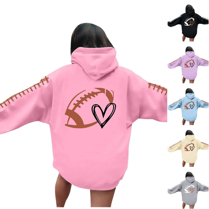 Kvinnors hoodie med kreativt fotbollsmotiv och avslappnad passform Mirla-Eva Jonsson