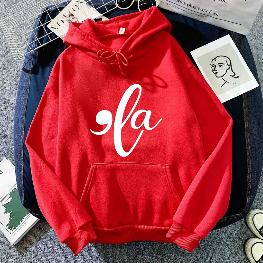 Kvinnors hoodie med kreativt grafiskt mönster Mirla-Eva Jonsson