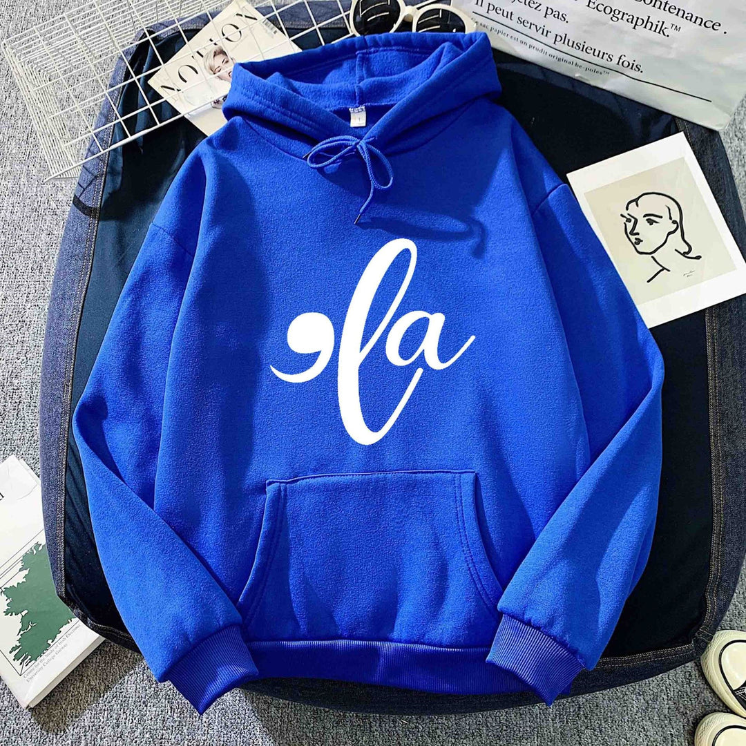 Kvinnors hoodie med kreativt grafiskt mönster Mirla-Eva Jonsson