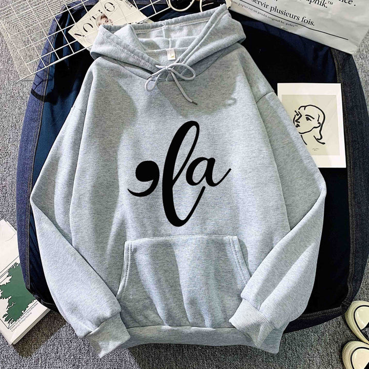 Kvinnors hoodie med kreativt grafiskt mönster Mirla-Eva Jonsson