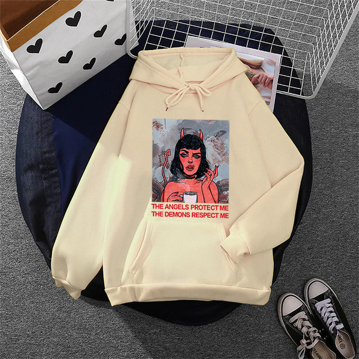 Kvinnors hoodie med kreativt grafiskt tryck Mirla-Eva Jonsson