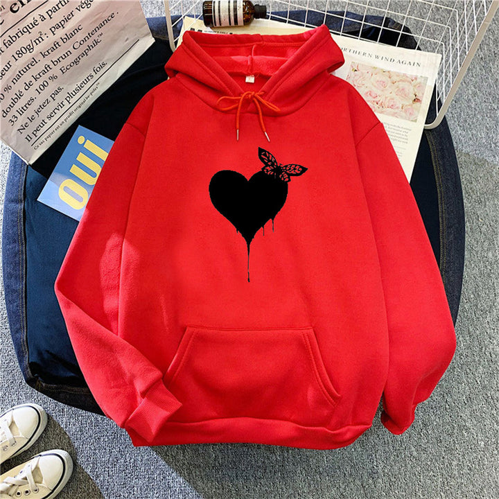 Kvinnors hoodie med kreativt hjärt-design Mirla-Eva Jonsson