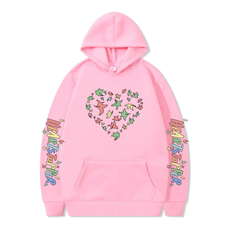 Kvinnors hoodie med kreativt hjärt- och bladdesign Mirla-Eva Jonsson