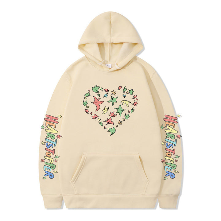 Kvinnors hoodie med kreativt hjärt- och bladdesign Mirla-Eva Jonsson