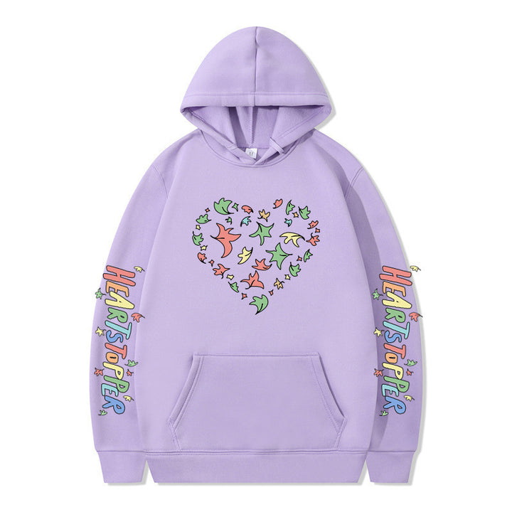Kvinnors hoodie med kreativt hjärt- och bladdesign Mirla-Eva Jonsson