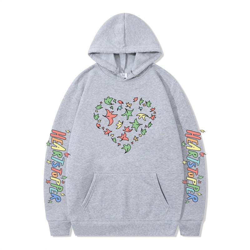 Kvinnors hoodie med kreativt hjärt- och bladdesign Mirla-Eva Jonsson