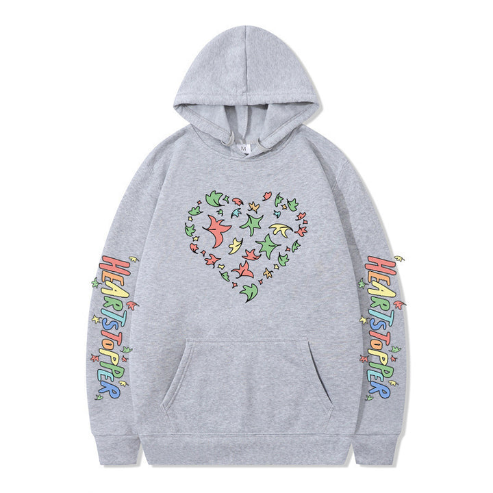 Kvinnors hoodie med kreativt hjärt- och bladdesign Mirla-Eva Jonsson