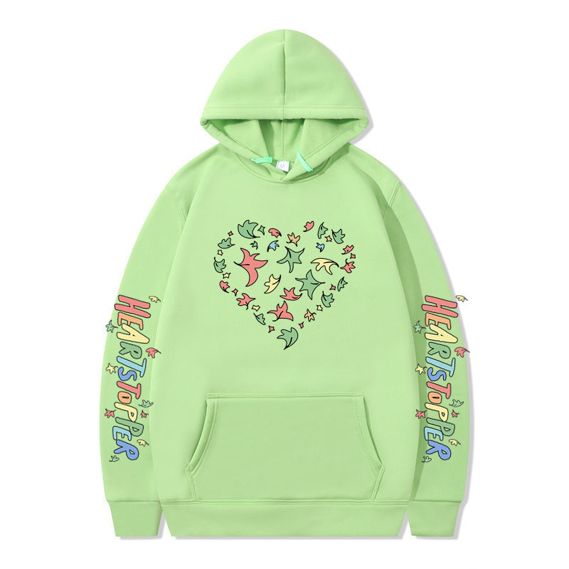 Kvinnors hoodie med kreativt hjärt- och bladdesign Mirla-Eva Jonsson