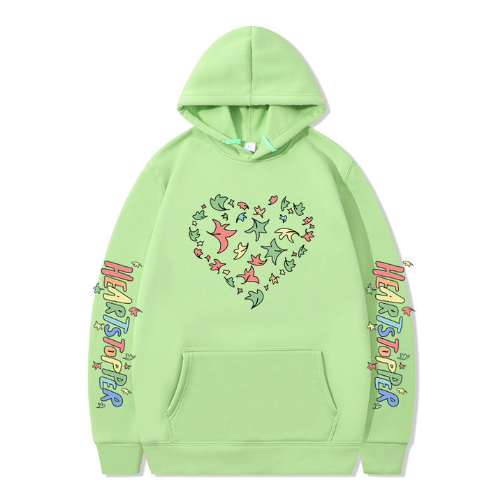 Kvinnors hoodie med kreativt hjärt- och bladdesign Mirla-Eva Jonsson