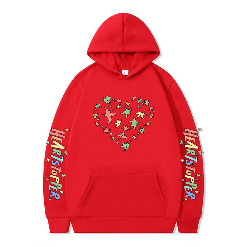 Kvinnors hoodie med kreativt hjärt- och bladdesign Mirla-Eva Jonsson