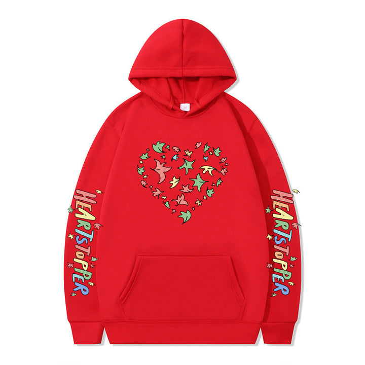 Kvinnors hoodie med kreativt hjärt- och bladdesign Mirla-Eva Jonsson