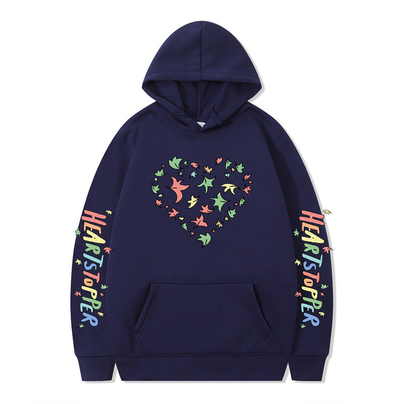 Kvinnors hoodie med kreativt hjärt- och bladdesign Mirla-Eva Jonsson