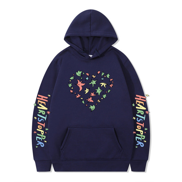 Kvinnors hoodie med kreativt hjärt- och bladdesign Mirla-Eva Jonsson