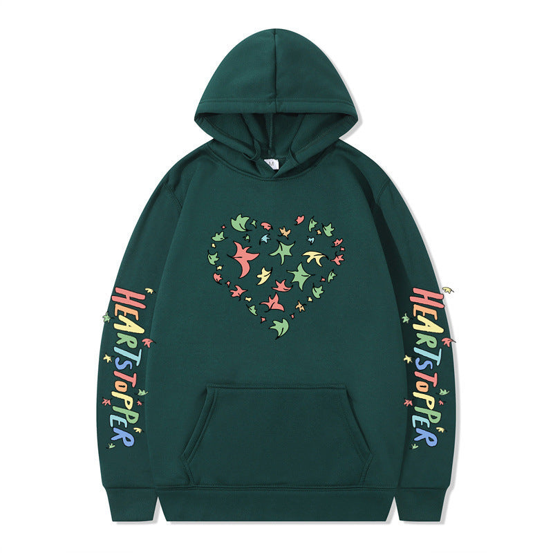 Kvinnors hoodie med kreativt hjärt- och bladdesign Mirla-Eva Jonsson