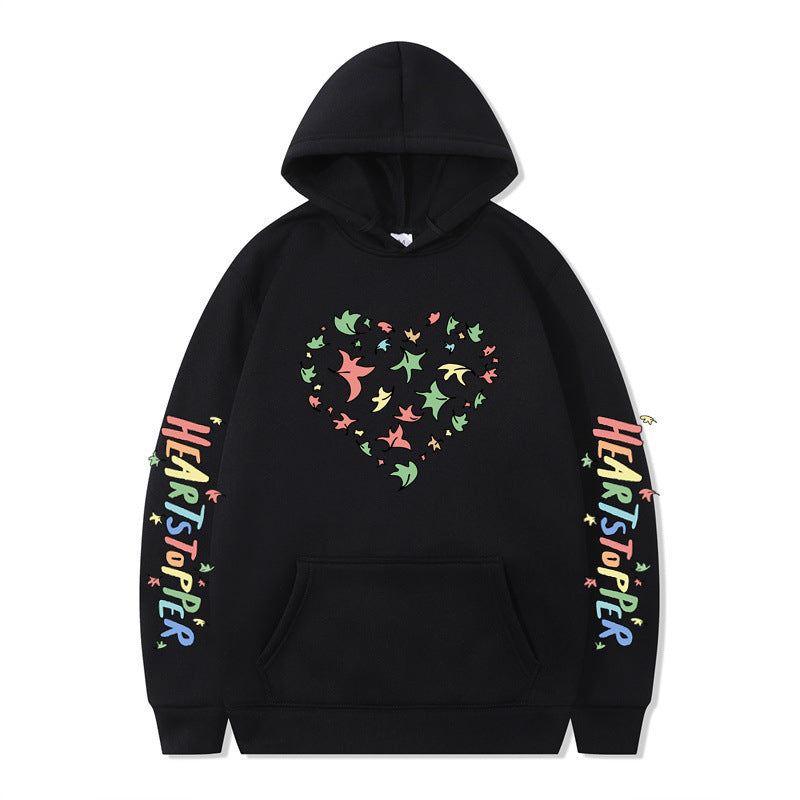 Kvinnors hoodie med kreativt hjärt- och bladdesign Mirla-Eva Jonsson