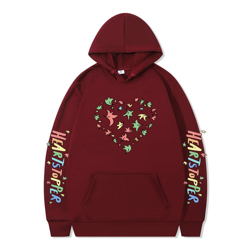 Kvinnors hoodie med kreativt hjärt- och bladdesign Mirla-Eva Jonsson