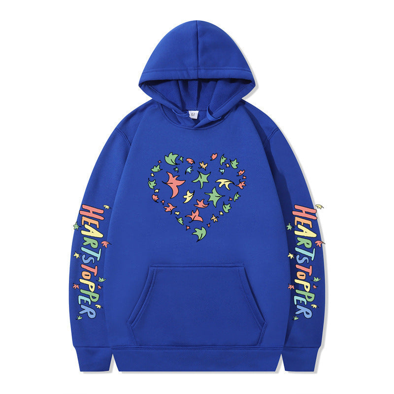 Kvinnors hoodie med kreativt hjärt- och bladdesign Mirla-Eva Jonsson