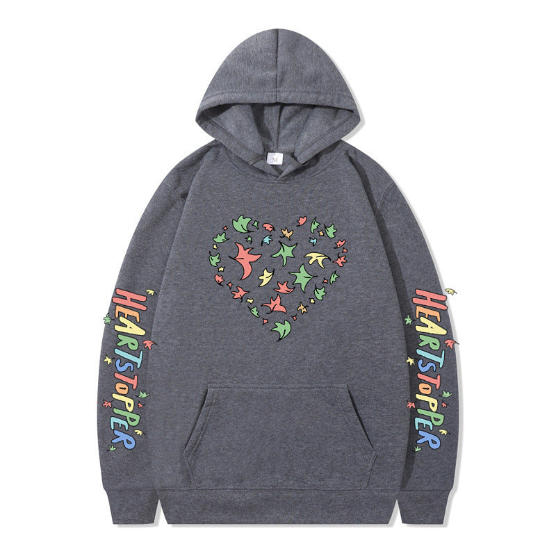 Kvinnors hoodie med kreativt hjärt- och bladdesign Mirla-Eva Jonsson