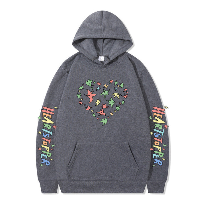 Kvinnors hoodie med kreativt hjärt- och bladdesign Mirla-Eva Jonsson