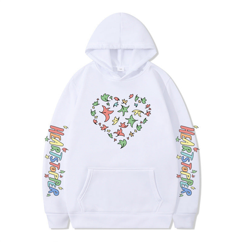 Kvinnors hoodie med kreativt hjärt- och bladdesign Mirla-Eva Jonsson