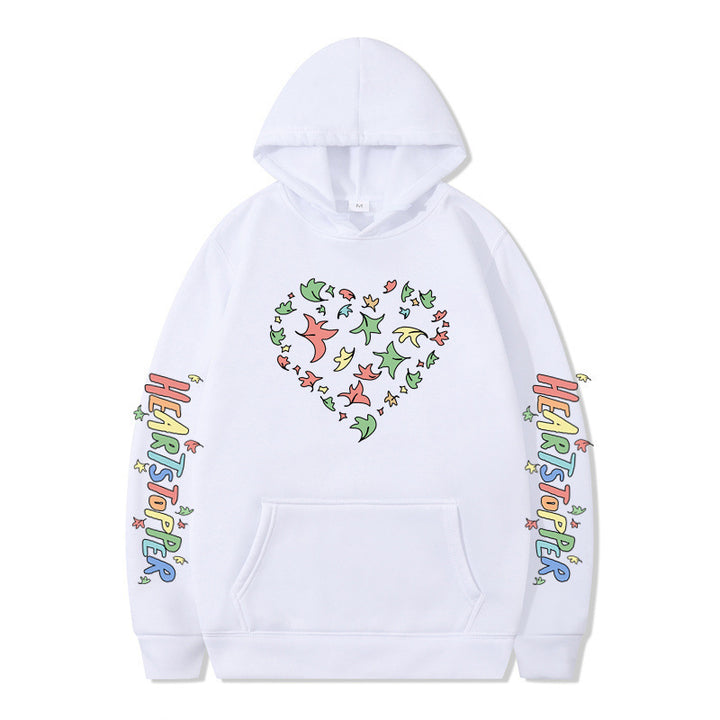 Kvinnors hoodie med kreativt hjärt- och bladdesign Mirla-Eva Jonsson