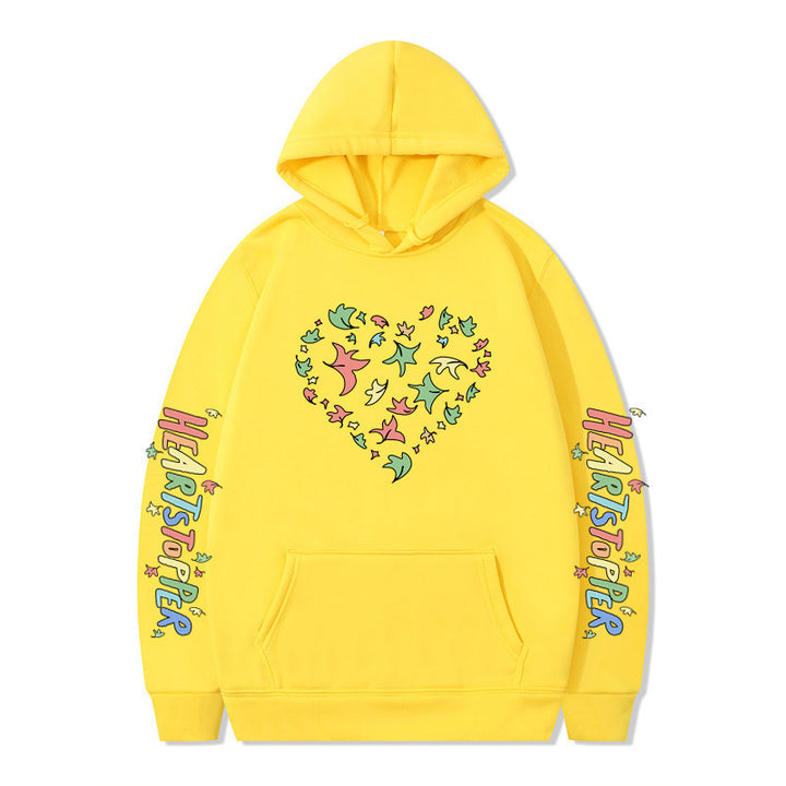 Kvinnors hoodie med kreativt hjärt- och bladdesign Mirla-Eva Jonsson