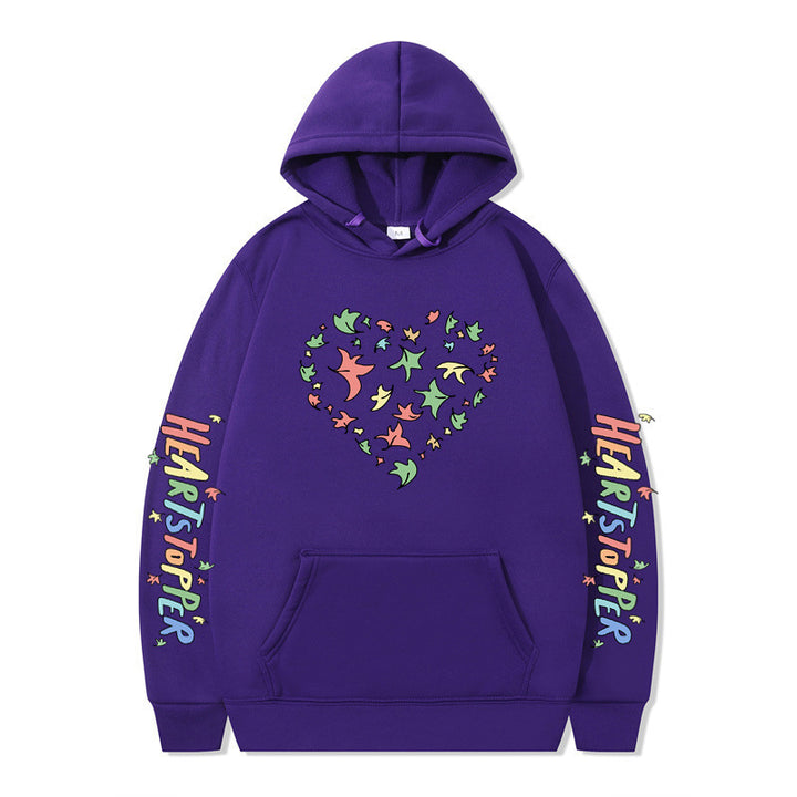 Kvinnors hoodie med kreativt hjärt- och bladdesign Mirla-Eva Jonsson