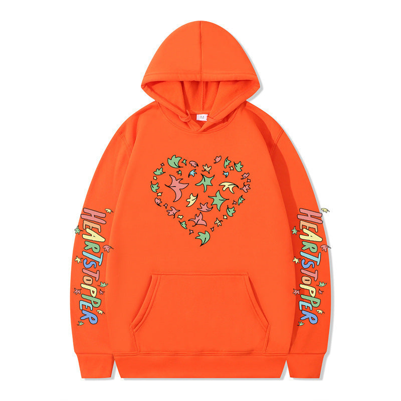 Kvinnors hoodie med kreativt hjärt- och bladdesign Mirla-Eva Jonsson