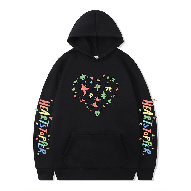 Kvinnors hoodie med kreativt hjärt- och bladdesign Mirla-Eva Jonsson