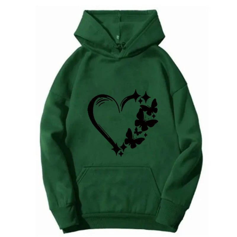 Kvinnors hoodie med kreativt hjärt- och fjärilsdesign Mirla-Eva Jonsson