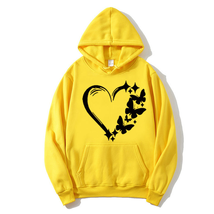 Kvinnors hoodie med kreativt hjärt- och fjärilsdesign Mirla-Eva Jonsson