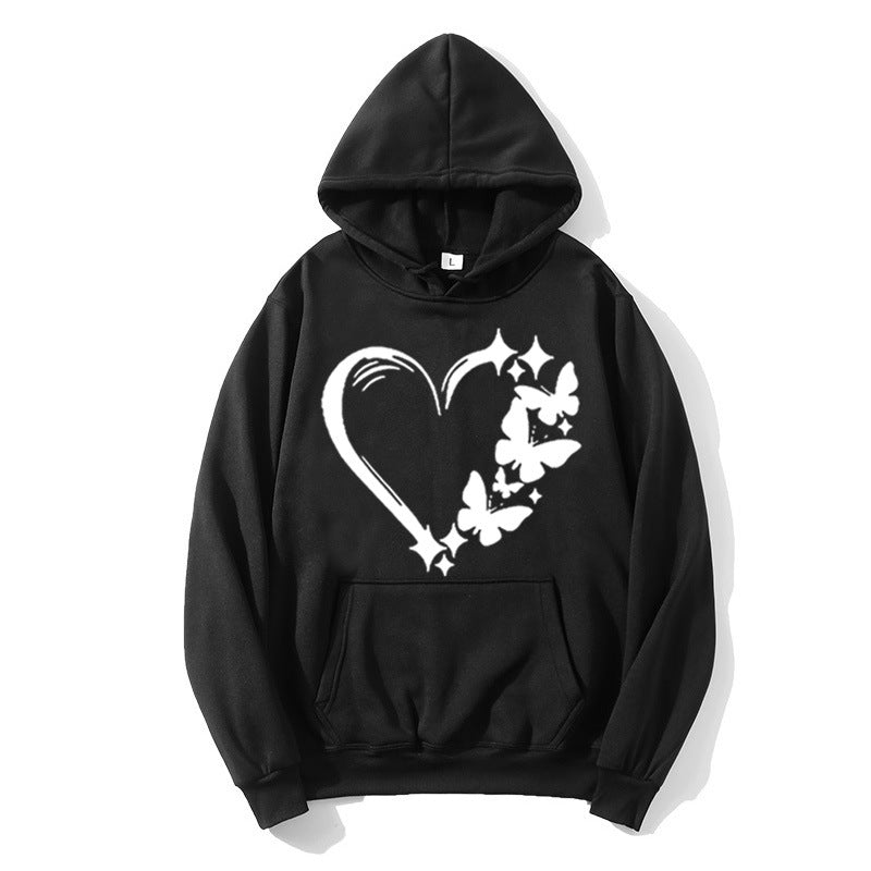 Kvinnors hoodie med kreativt hjärt- och fjärilsdesign Mirla-Eva Jonsson