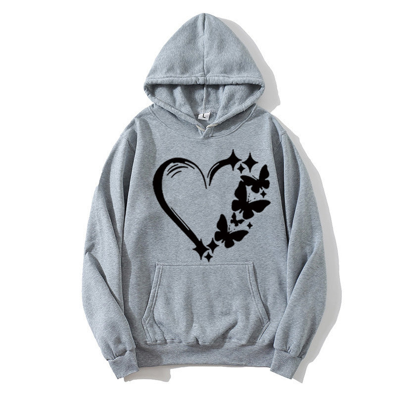 Kvinnors hoodie med kreativt hjärt- och fjärilsdesign Mirla-Eva Jonsson