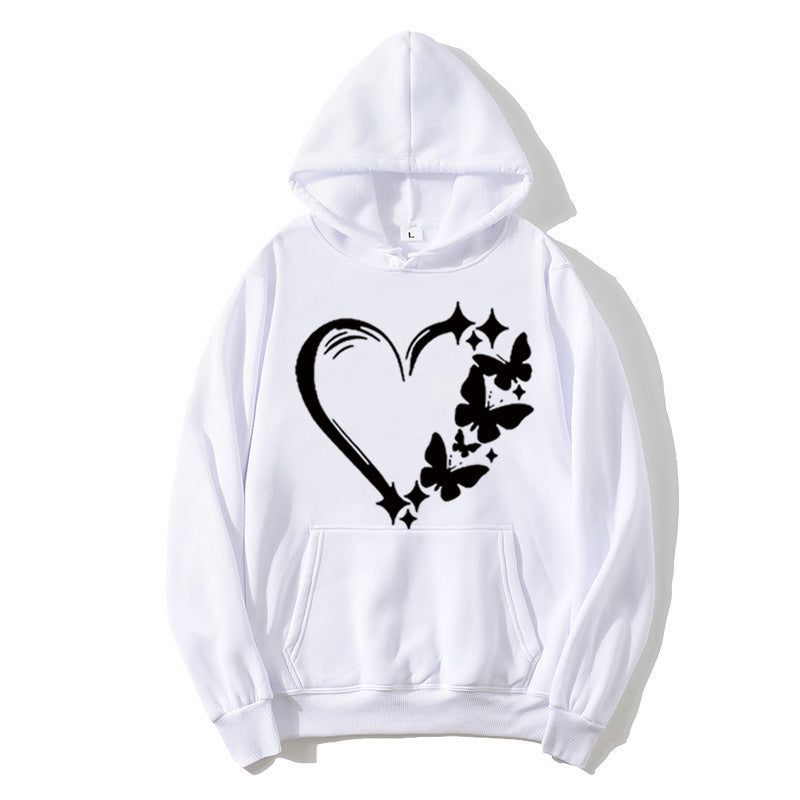 Kvinnors hoodie med kreativt hjärt- och fjärilsdesign Mirla-Eva Jonsson