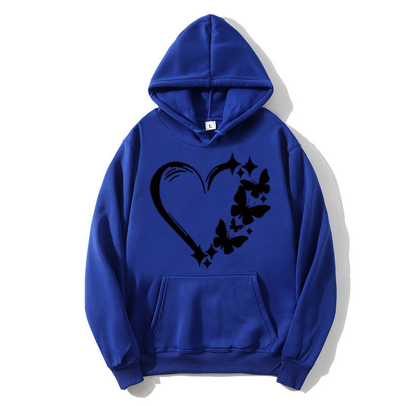 Kvinnors hoodie med kreativt hjärt- och fjärilsdesign Mirla-Eva Jonsson