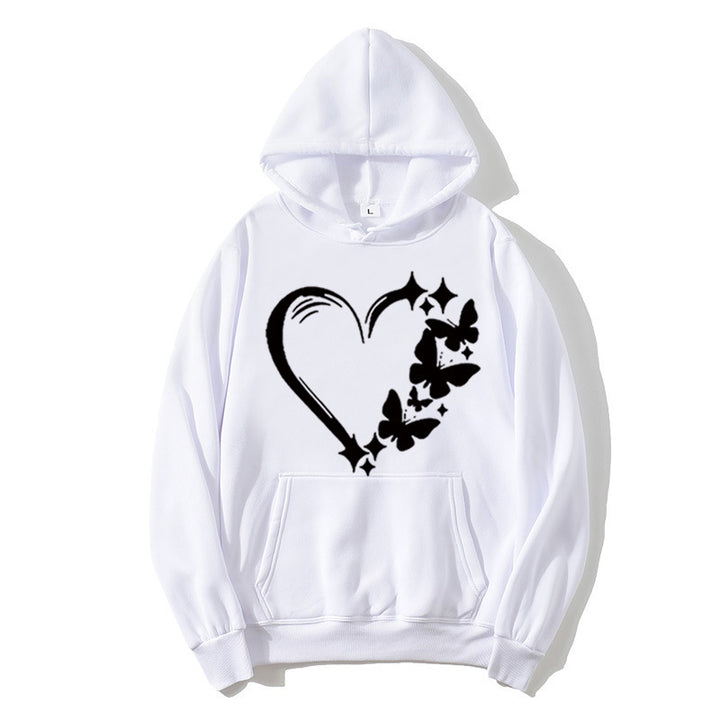 Kvinnors hoodie med kreativt hjärt- och fjärilsdesign Mirla-Eva Jonsson